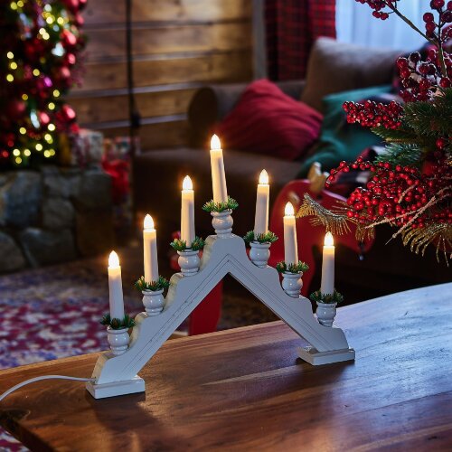 UDL-L7301-007-SWA-WW WHITE BRIDGE Фигура Новогодняя горка, 39.5х30.5см, 7 миниламп накаливания, Теплый белый свет, Корпус белый, Материал дерево, TM Uniel - фото 6