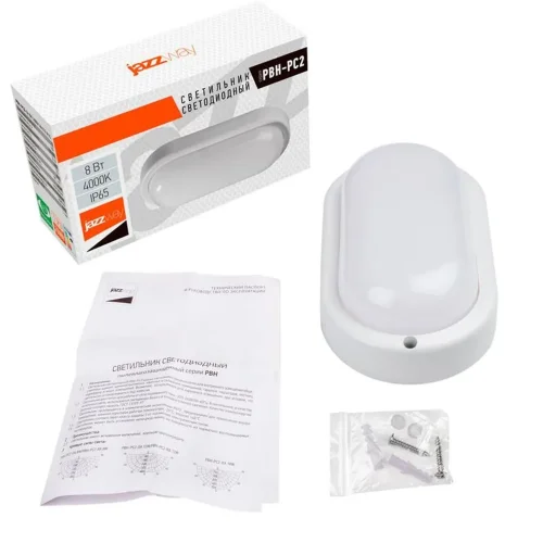 Светильник светодиодный 'Банник' PBH-PC2-OA 8Вт 4000К IP65 ЖКХ ДБП овал. пылевлагозащ. бел. JazzWay 1035653 - фото 7