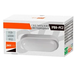 Светильник светодиодный 'Банник' PBH-PC2-OA 8Вт 4000К IP65 ЖКХ ДБП овал. пылевлагозащ. бел. JazzWay 1035653