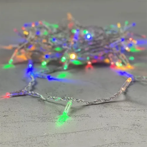 Гирлянда Нить с Колпачком 10м Разноцветная 220В, 100 LED, Провод Прозрачный ПВХ, IP65. Фото 5.