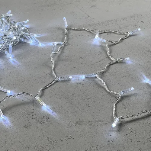 Гирлянда Нить с Колпачком 10м Белая 220В, 100 LED, Провод Прозрачный ПВХ, IP65. Фото 3.