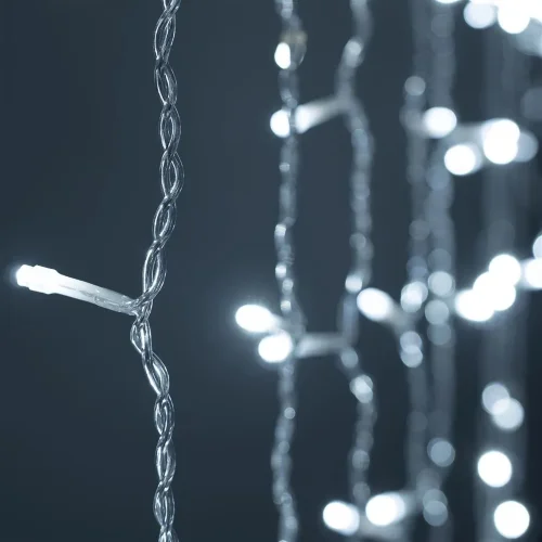 Гирлянда Занавес Облегченный 2 x 1 м Белый 220В, 200 LED, Провод Прозрачный ПВХ, IP54. Фото 5.