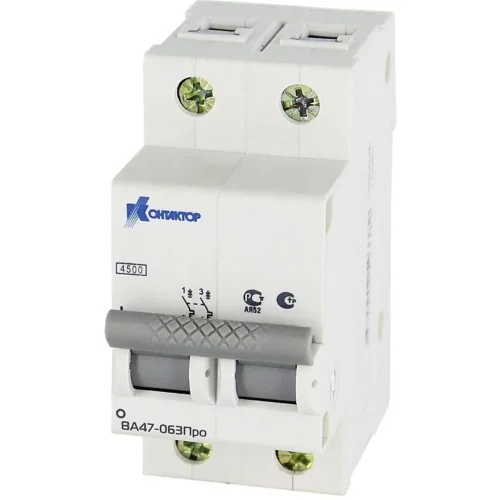 Выключатель автоматический модульный 2п C 10А 4.5кА ВА47-063 Контактор 7000125 - фото