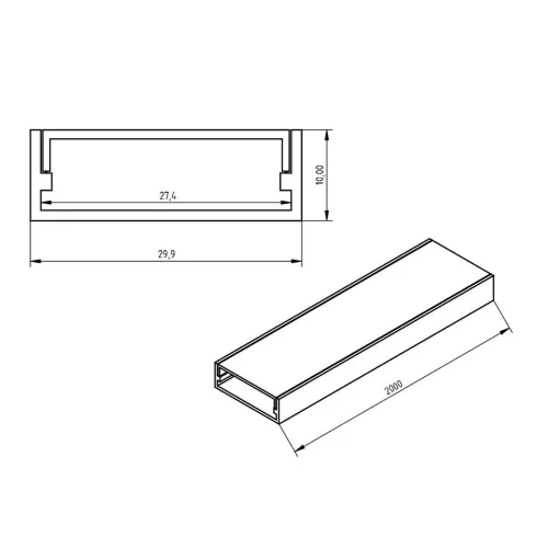 Алюминиевый профиль 775 (2000x29.9x10мм с рассеивателем) - фото II