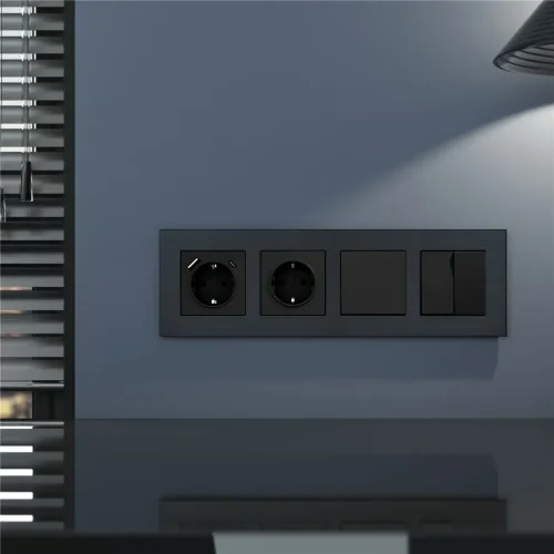 Рамка из металла на 4 поста АluMax черный алюминий W0043508 - фото 2