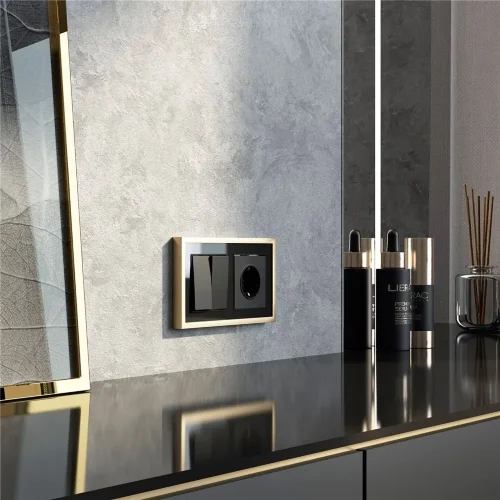 Рамка из металла на 2 поста Baguette черный/латунь W0022852 - фото 2