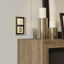 Рамка из металла на 2 поста Baguette черный/латунь W0022852