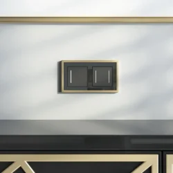 Рамка из металла на 2 поста Baguette черный/латунь W0022852