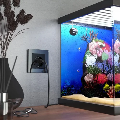 Умная встраиваемая розетка с заземлением с защитными шторками (черный матовый) W1171608 - фото 4