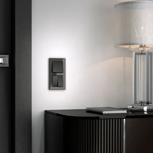 Выключатель двухклавишный проходной (Hammar черный) W1222008 - фото 2