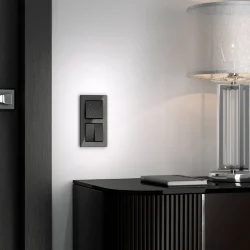 Выключатель двухклавишный проходной (Hammar черный) W1222008