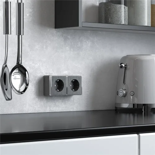 Розетка с заземлением Gallant графит рифленый W5071004 - фото 2