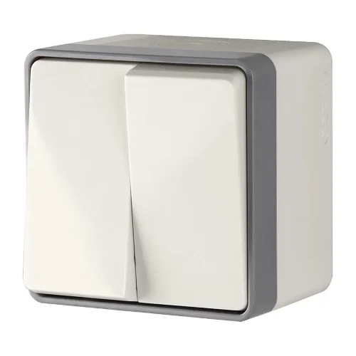 Выключатель двухклавишный влагозащищенный Gallant слоновая кость WL15-03-02 - фото