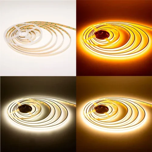 Светодиодная лента COB N1204W, 608 chip/m, CCT (2700-5000K), 24V, 22W/m, CRI>90, P12, IP67, R27 - фото I