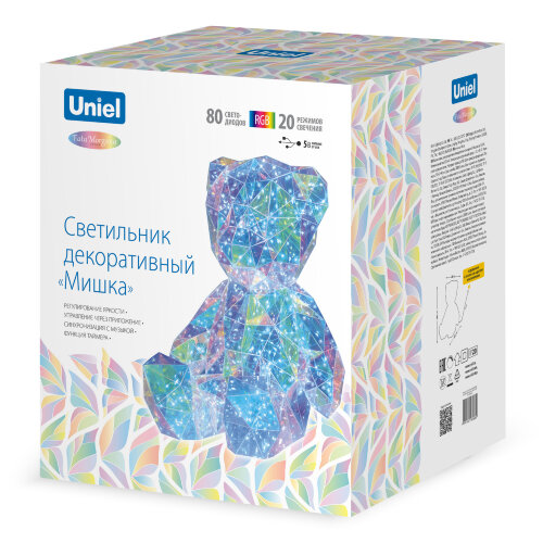 ULD-R504 USB-RGB BEAR Светильник декоративный Мишка, с USB проводом, 80 светодиодов, RGB свет, Цвет корпуса радужный, TM Uniel - фото 5