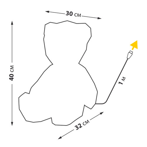 ULD-R504 USB-RGB BEAR Светильник декоративный Мишка, с USB проводом, 80 светодиодов, RGB свет, Цвет корпуса радужный, TM Uniel - фото 6