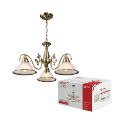 Люстра под лампу CLASSIC GRAND-CN-3E27-BR 3хЕ27 белый плафон, медный корпус IN HOME