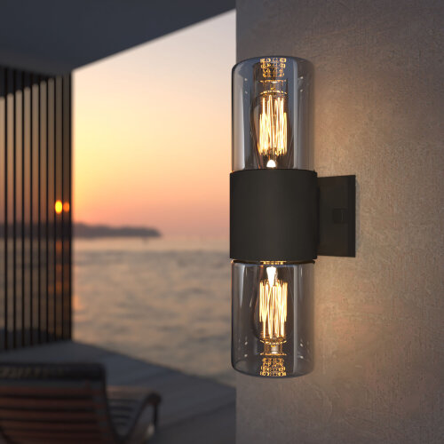 Уличный настенный светильник Roil чёрный IP54 - Фото 2