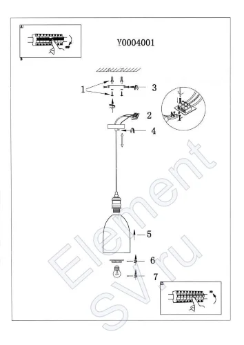Светильник лофт Y0004001 PA23 (220V, E27, стекло) - фото 7.
