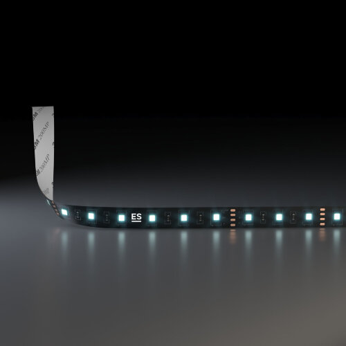 Светодиодная лента 24&nbsp;В 14,4&nbsp;Вт/м 60 Led/м 5050 IP20, холодный белый 6500K, Black, 5 м - Фото 2