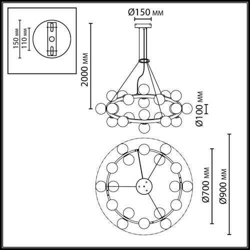 Подвесной светильник «ODEON LIGHT» 7109/24, серия: MAGIA (крепление на планке). Фото 2.