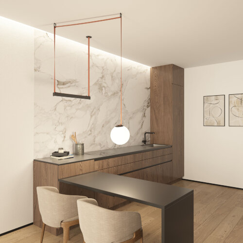 DK5555-BK Cветильник для трека-ремня Belty, серия Orb, со светодиодом, D230*H236мм, 48V DC, 15W, RA90, 120°, 3000K, IP20, черный, акрил. Фото 9