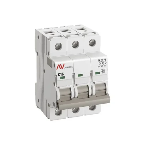 Выключатель автоматический модульный 3п C 16А 6кА AV-6 AVERES EKF mcb6-3-16C-av - фото 2