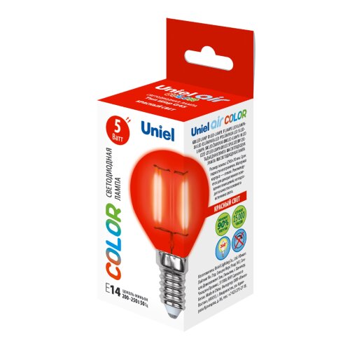 LED-G45-5W-RED-E14 GLA02RD Лампа светодиодная, Форма шар, Серия Air color, Красный свет - фото 6