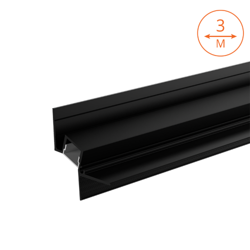 Профиль алюминиевый теневой WOLTA WAP-I-51/35/3000-В встраиваемый черный 51х35х3000мм для потолков из гипсокартона - фото 1.