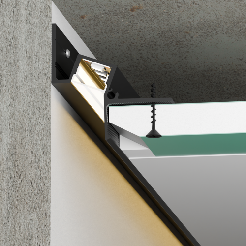 Профиль алюминиевый теневой WOLTA WAP-I-51/35/3000-В встраиваемый черный 51х35х3000мм для потолков из гипсокартона - фото 3.