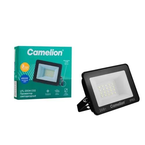Прожектор светодиодный LFL-2004 C02 LED SMD 20Вт IP65 6500К 2000лм 230В 113х102х24 черн. Camelion 16330 - фото 4