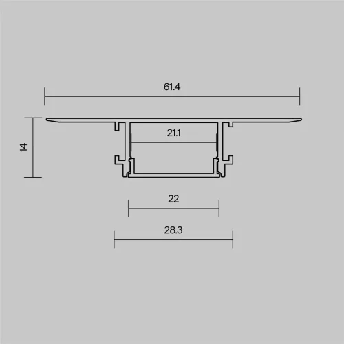 Алюминиевый профиль встраиваемый скрытого монтажа 61x14 (Серебро, 2 м), ALM-6114-S-2M 636019 (Серебро) 636019 - фото 2