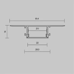 Алюминиевый профиль встраиваемый скрытого монтажа 61x14 (Серебро, 2 м), ALM-6114-S-2M 636019 (Серебро) 636019