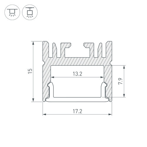 Профиль LINE-1716-2000 ANOD (Arlight, Алюминий) - фото 4
