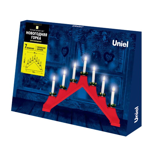 UDL-L7101-007-SWA-WW RED BRIDGE Фигура Новогодняя горка, 39.5х30.5см, 7 миниламп накаливания, Теплый белый свет, Корпус красный, Материал пластик, TM Uniel - фото 9