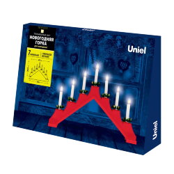 UDL-L7101-007-SWA-WW RED BRIDGE Фигура Новогодняя горка, 39.5х30.5см, 7 миниламп накаливания, Теплый белый свет, Корпус красный, Материал пластик, TM Uniel