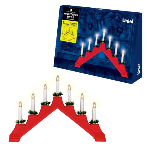 UDL-L7101-007-SWA-WW RED BRIDGE Фигура Новогодняя горка, 39.5х30.5см, 7 миниламп накаливания, Теплый белый свет, Корпус красный, Материал пластик, TM Uniel - фото 10