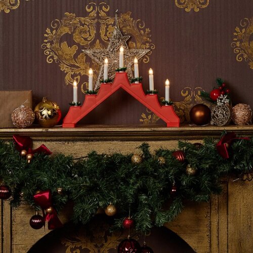 UDL-L7101-007-SWA-WW RED BRIDGE Фигура Новогодняя горка, 39.5х30.5см, 7 миниламп накаливания, Теплый белый свет, Корпус красный, Материал пластик, TM Uniel - фото 5