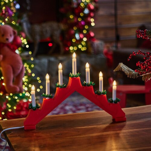 UDL-L7101-007-SWA-WW RED BRIDGE Фигура Новогодняя горка, 39.5х30.5см, 7 миниламп накаливания, Теплый белый свет, Корпус красный, Материал пластик, TM Uniel - фото 6