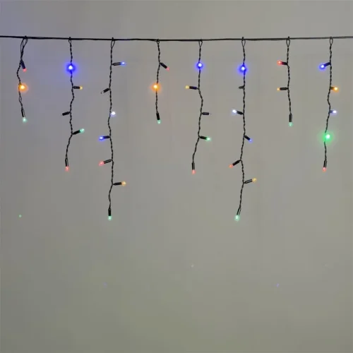 Гирлянда Бахрома с Колпачком 3,1 x 0,5 м Разноцветная с Мерцанием Белого Диода 220В, 120 LED,. Фото 1.