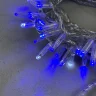 Гирлянда Нить с Колпачком 10м Синяя с Мерцанием Белого Диода 220В, 100 LED, Провод Прозрачный ПВХ, I. Фото 2.