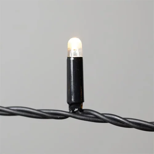 Гирлянда Нить с Колпачком 10м Тепло-Белая 220В, 100 LED, Провод Черный ПВХ, IP65. Фото 2.