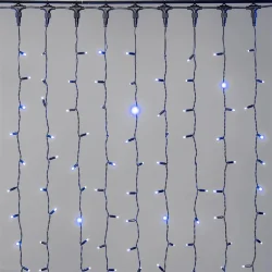 Гирлянда Занавес 2 x 2 м Синий 220В, 400 LED, Провод Черный Каучук 2,3мм, IP65
