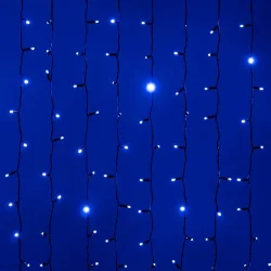 Гирлянда Занавес 2 x 2 м Синий 220В, 400 LED, Провод Черный Каучук 2,3мм, IP65