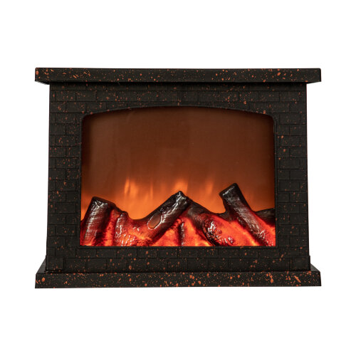 ULD-L2821-005-DNC-RED BLACK FIREPLACE Светильник светодиодный Камин с эффектом пламени, питание от батареек 3АА не в-к или USB в-к, 28х21см, 5 светодиодов, Корпус черный, TM Uniel - фото 1