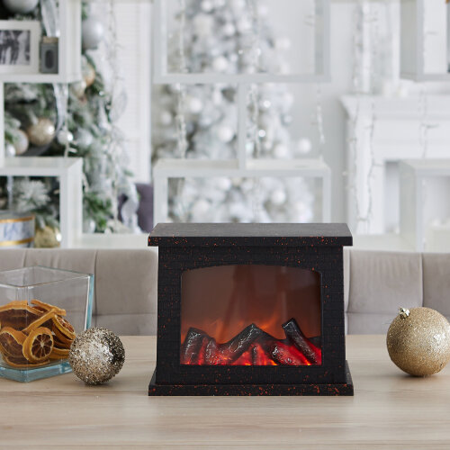 ULD-L2821-005-DNC-RED BLACK FIREPLACE Светильник светодиодный Камин с эффектом пламени, питание от батареек 3АА не в-к или USB в-к, 28х21см, 5 светодиодов, Корпус черный, TM Uniel - фото 14