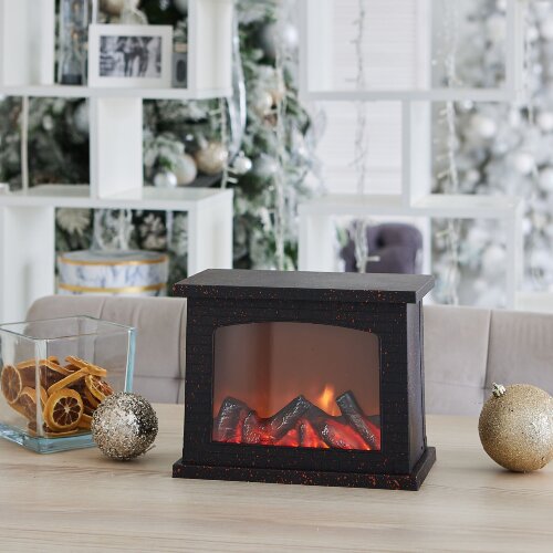 ULD-L2821-005-DNC-RED BLACK FIREPLACE Светильник светодиодный Камин с эффектом пламени, питание от батареек 3АА не в-к или USB в-к, 28х21см, 5 светодиодов, Корпус черный, TM Uniel - фото 15