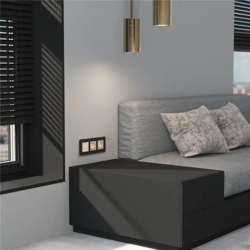 Рамка из металла на 3 поста АluMax черный алюминий W0033508 - фото 3