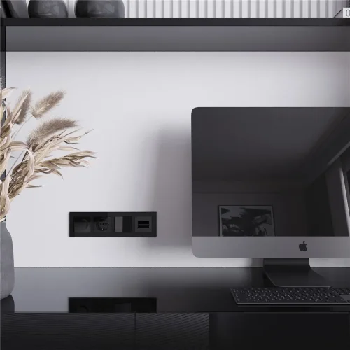 Накладка для двойной розетки Еthernet RJ-45 (черный акрил) W1191148 - фото 3