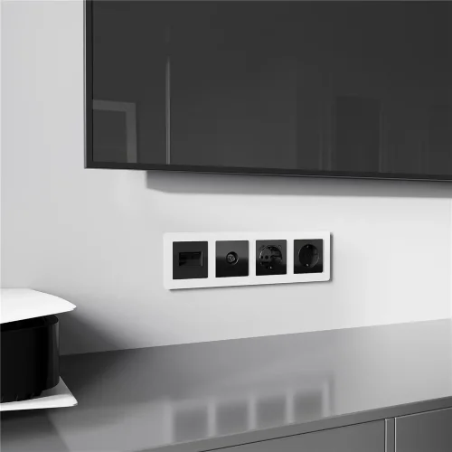 Накладка для двойной розетки Еthernet RJ-45 (черный акрил) W1191148 - фото 2